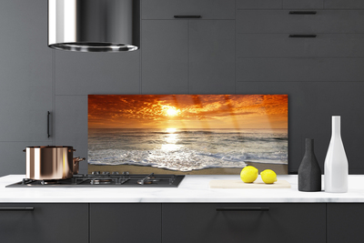 Panel Szklany do Kuchni Zachód Słońca nad Horyzontem
