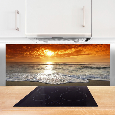 Panel Szklany do Kuchni Zachód Słońca nad Horyzontem