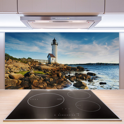 Panel Szklany do Kuchni Klasyczna Latarnia na Brzegu