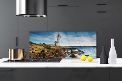 Panel Szklany do Kuchni Klasyczna Latarnia na Brzegu