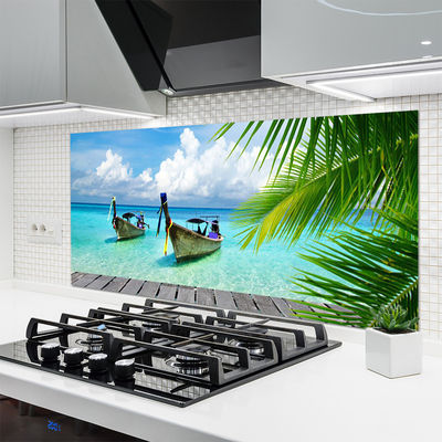 Panel Szklany Kolorowe Łodzie na Falach