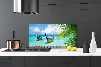 Panel Szklany Kolorowe Łodzie na Falach