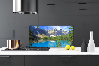 Szkło do Kuchni na Ścianę Leśne Jezioro u Stóp Gór