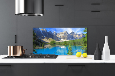 Szkło do Kuchni na Ścianę Leśne Jezioro u Stóp Gór