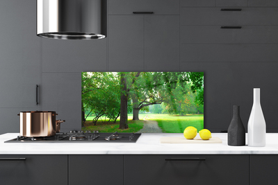 Szkło do Kuchni na Ścianę Aleja w Cieniu Drzew