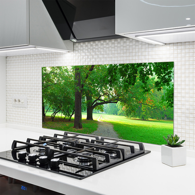 Szkło do Kuchni na Ścianę Aleja w Cieniu Drzew