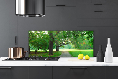 Szkło do Kuchni na Ścianę Aleja w Cieniu Drzew
