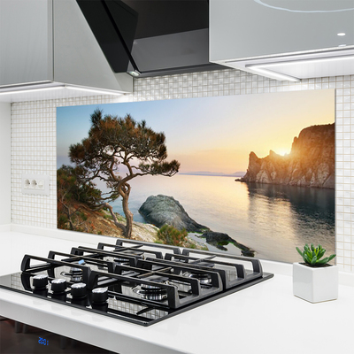 Panel Szklany Pejzaż z Drzewem nad Wodą