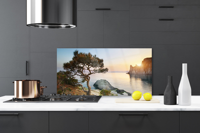 Panel Szklany Pejzaż z Drzewem nad Wodą