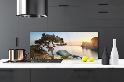 Panel Szklany Pejzaż z Drzewem nad Wodą