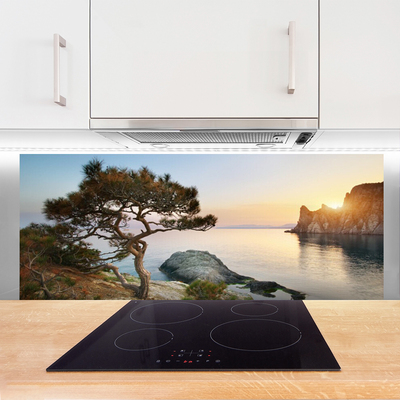 Panel Szklany Pejzaż z Drzewem nad Wodą