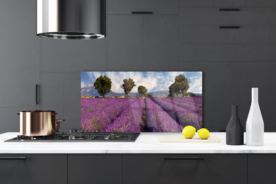 Szkło do Kuchni na Ścianę Sielska Polana z Drzewami