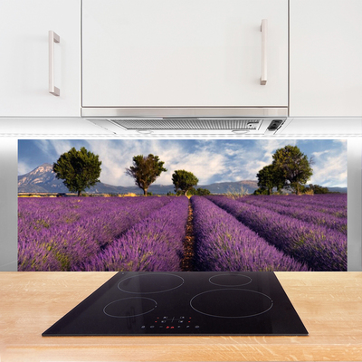 Szkło do Kuchni na Ścianę Sielska Polana z Drzewami