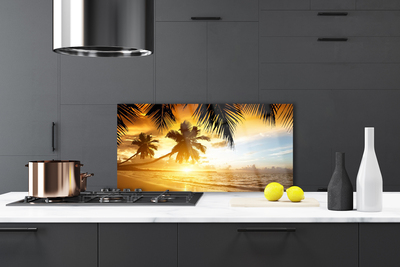 Szkło do Kuchni na Ścianę Tropikalny Raj pod Palmami