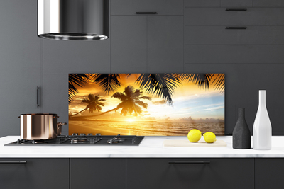 Szkło do Kuchni na Ścianę Tropikalny Raj pod Palmami