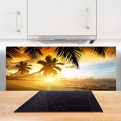 Szkło do Kuchni na Ścianę Tropikalny Raj pod Palmami