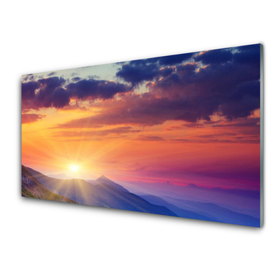 Panel Szklany Słońce Góry Krajobraz