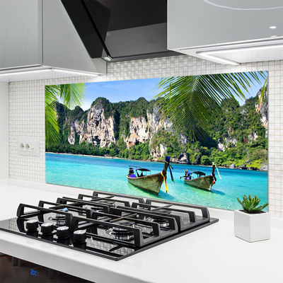 Szkło Dekoracyjne do Kuchni Kolorowe Łodzie na Falach