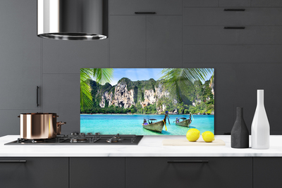 Szkło Dekoracyjne do Kuchni Kolorowe Łodzie na Falach