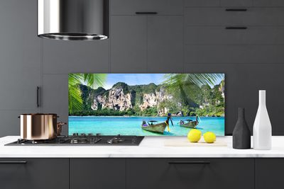 Szkło Dekoracyjne do Kuchni Kolorowe Łodzie na Falach