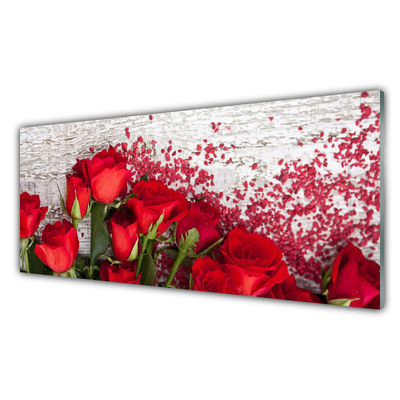Panel Szklany Róże Kwiaty Roślina