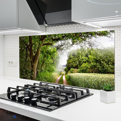 Szkło Ozdobne do Kuchni Ścieżka przez Słoneczny Las