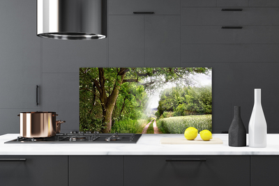 Szkło Ozdobne do Kuchni Ścieżka przez Słoneczny Las