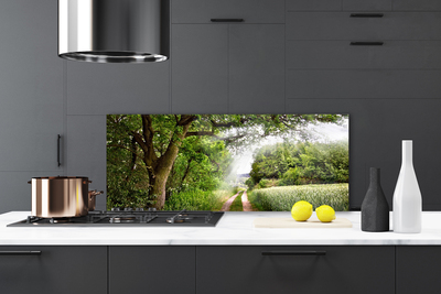 Szkło Ozdobne do Kuchni Ścieżka przez Słoneczny Las