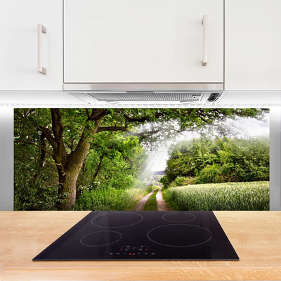 Szkło Ozdobne do Kuchni Ścieżka przez Słoneczny Las