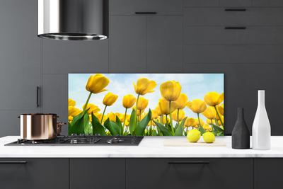 Panel Szklany Pole Tęczowych Tulipanów