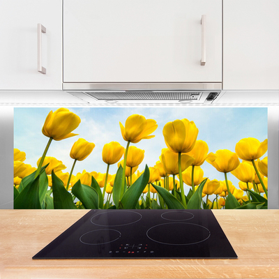 Panel Szklany Pole Tęczowych Tulipanów