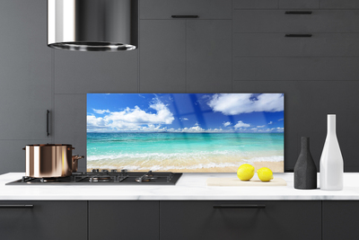 Szkło do Kuchni na Ścianę Złoty Brzeg Morza