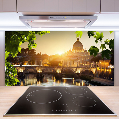 Szkło do Kuchni na Ścianę Nowoczesny Most nad Rzeką