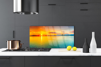 Szkło do Kuchni na Ścianę Blask Słońca na Morskiej Tafli