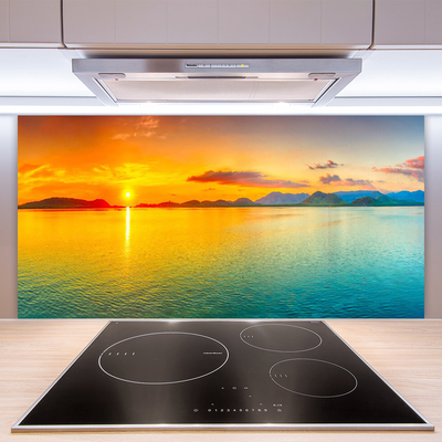 Szkło do Kuchni na Ścianę Blask Słońca na Morskiej Tafli