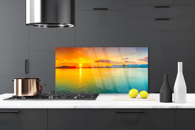 Szkło do Kuchni na Ścianę Blask Słońca na Morskiej Tafli