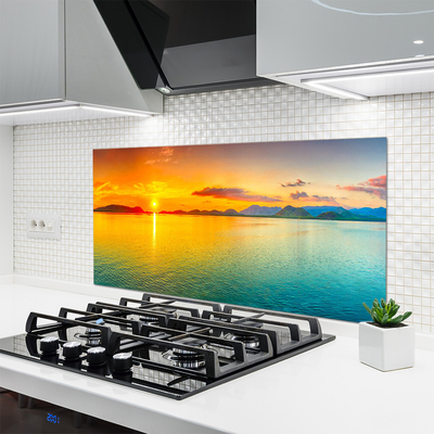 Szkło do Kuchni na Ścianę Blask Słońca na Morskiej Tafli