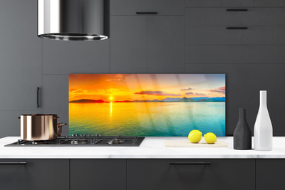 Szkło do Kuchni na Ścianę Blask Słońca na Morskiej Tafli