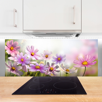 Dekor Szklany do Kuchni Dekoracyjny Motyw Kwiatowy