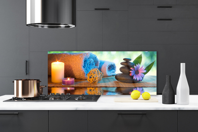 Panel Szklany Atmosfera Spa: Świece i Kwiaty