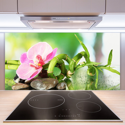 Dekor Szklany do Kuchni Świeże Pędy Zielonego Bambusa