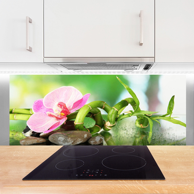 Dekor Szklany do Kuchni Świeże Pędy Zielonego Bambusa