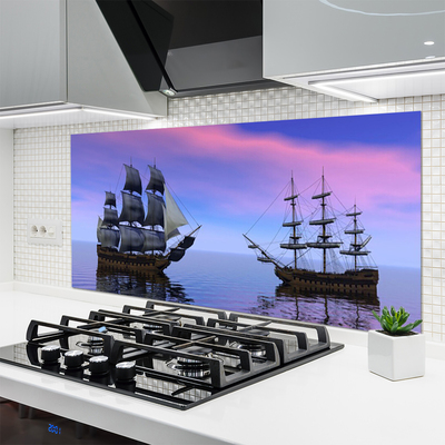 Panel Szklany Kolorowe Łodzie Na Falach