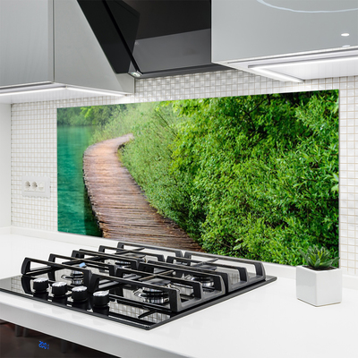 Panel Szklany Drewniany Mostek W Lesie