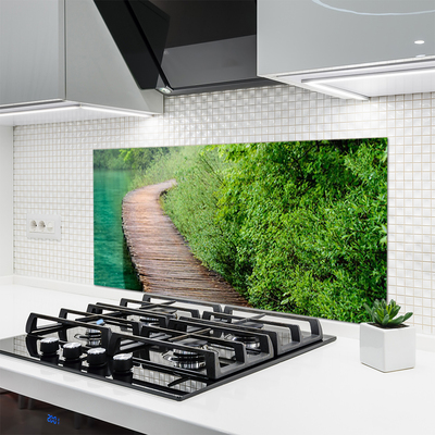 Panel Szklany Drewniany Mostek W Lesie