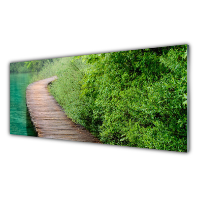 Panel Szklany Drewniany Mostek W Lesie