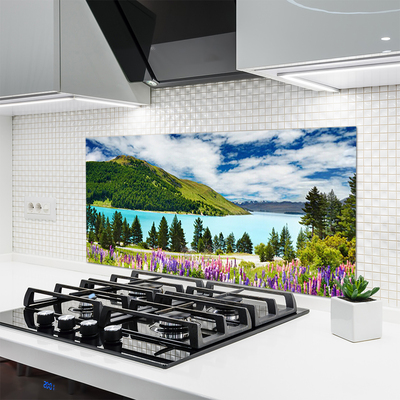 Dekor Szklany do Kuchni Panorama Alpejskiego Jeziora