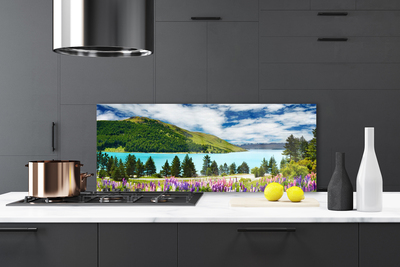 Dekor Szklany do Kuchni Panorama Alpejskiego Jeziora