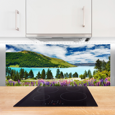 Dekor Szklany do Kuchni Panorama Alpejskiego Jeziora