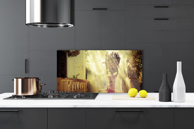 Panel Szklany Artystyczny Portret Na Drewnie